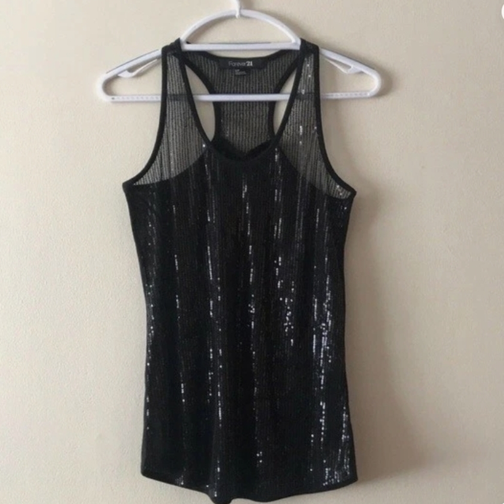 Forever 21 Black Sequin Sleeveless Top